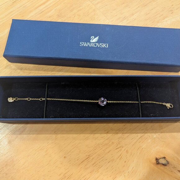 Swarovski Crystal Gold Tone Bracelet-Light Purple Stone - Picture 1 of 7